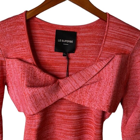 Le Superbe Twisted Sister Long Sleeve Knit Top in Red She Said Soft Viscose - Picture 5 of 16